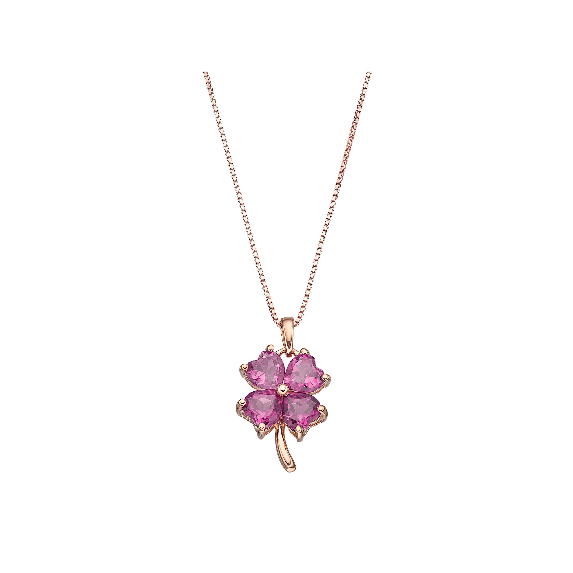 Gemminded 14k Rose Gold Over Silver Lab-Created Pink Sapphire Four-Leaf Cl