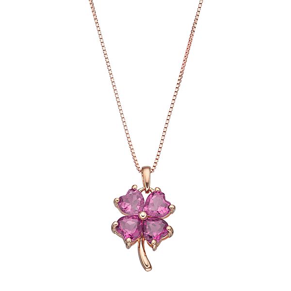 Gemminded 14k Rose Gold Over Silver Lab-Created Pink Sapphire Four-Leaf ...