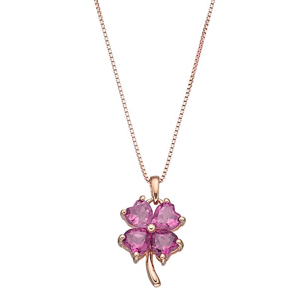 Rose Gold Four Leaf Clover Pendant Necklace in Sterling Silver