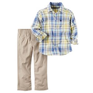 Baby Boy Carter's Plaid Shirt & Solid Pants Set