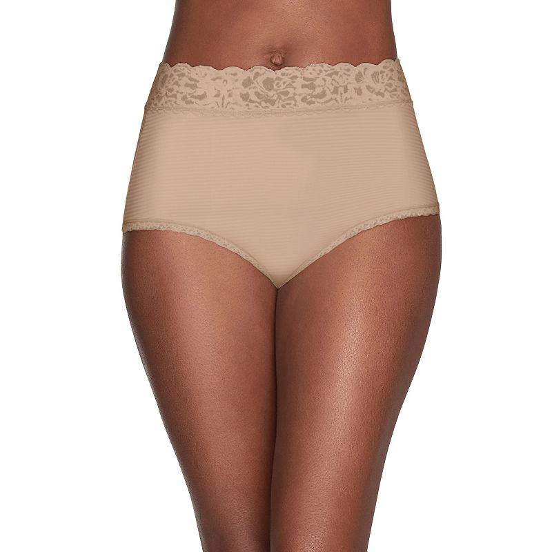 Women's Vanity Fair Lingerie® Flattering Lace Brief 13281, Size: 6, Damask Neutral Stripe