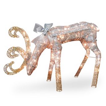 National Tree Company 28 in Pre-Lit Sisal Feeding Deer Christmas Decor