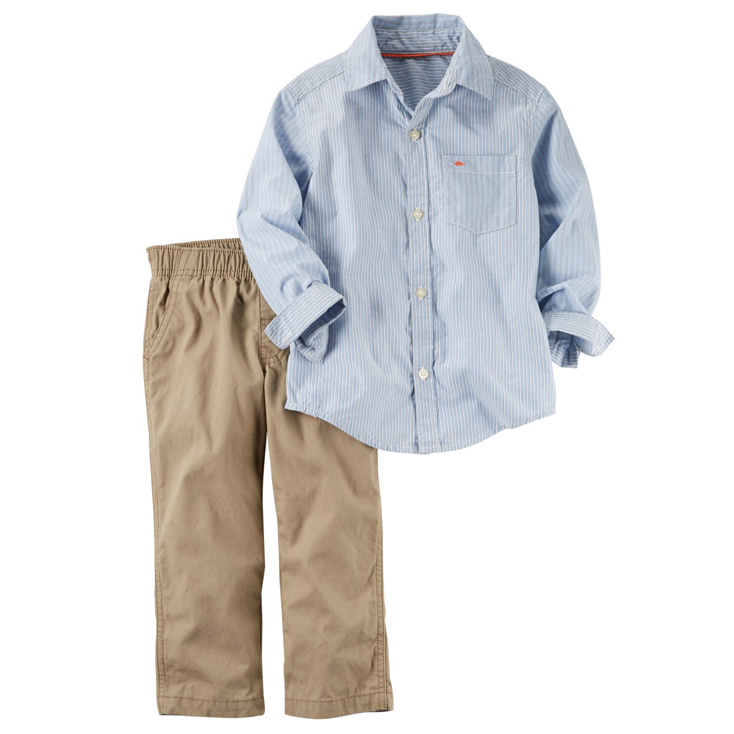 khaki pants striped shirt