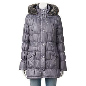 Juniors' Urban Republic Hooded Faux-Fur Puffer Jacket
