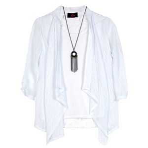 Girls 7-16 IZ Amy Byer 3/4-Length Sleeve Lace Back Cozy Top with Necklace