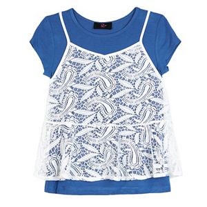 Girls 7-16 IZ Amy Byer Mock-Layered Lace Tank Top Tee
