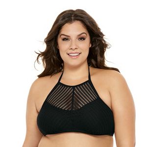 Juniors' Plus Size Costa Del Sol High-Neck Halter Bikini Top