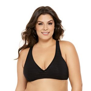 Juniors' Plus Size Costa Del Sol Shadow Stripe Bikini Top