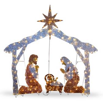 National Tree Company 72 in Pre-Lit Sisal Nativity Scene Christmas Decor