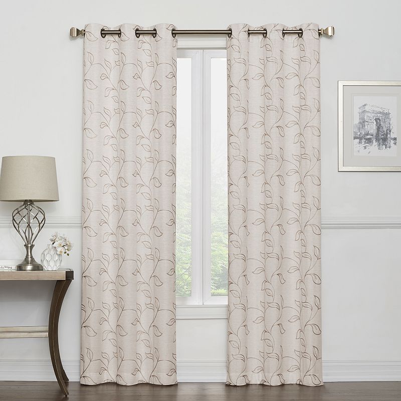 Sonoma Goods For Life 2-pack Leaf Embroidery Window Curtains, Lt Brown, 38X