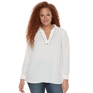 Plus Size Rock & Republic® Textured Grommet Top