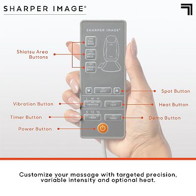 massage seat topper 4-node shiatsu with heat & vibration Sharper Image Shiatsu Luxe Chair Pad Heated Seat Topper Massager with  Remote Control main image 0