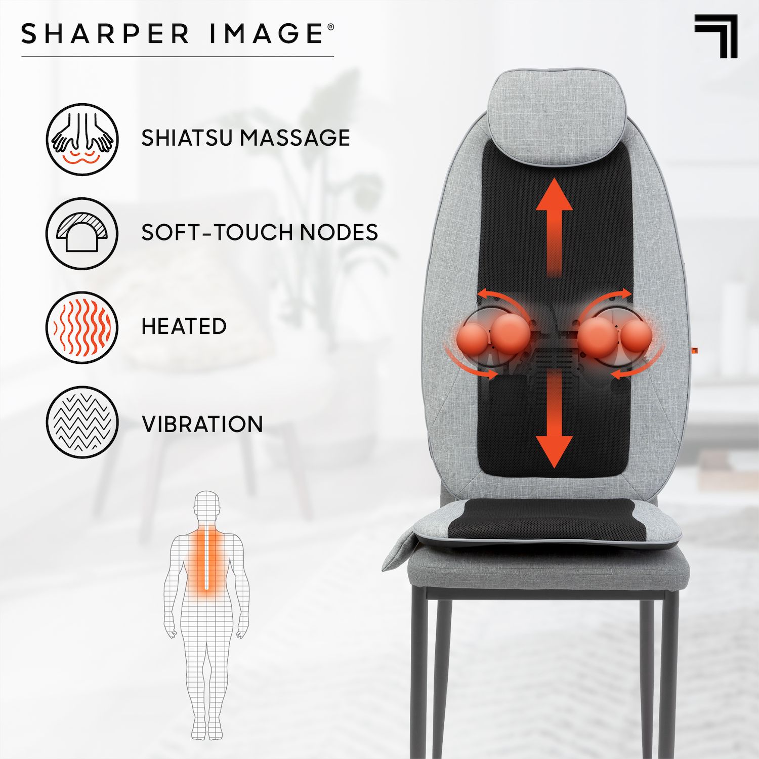 Sharper Image Shiatsu Massage Seat Topper - Thumbnail 3