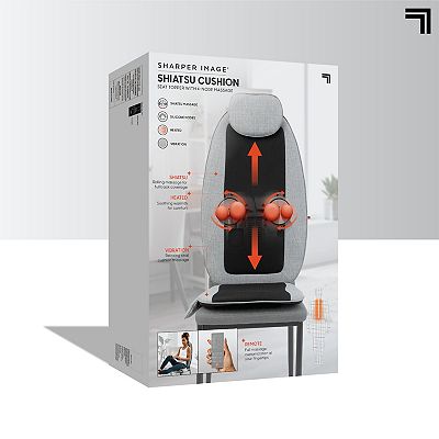 Sharper Image Massager Seat Topper 4-Node Shiatsu with Heat & Vibration