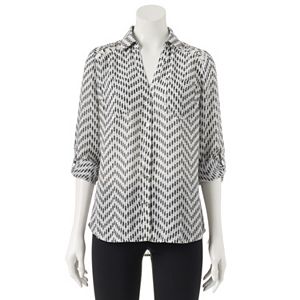 Juniors' Candie's® Lattice Button Down Top