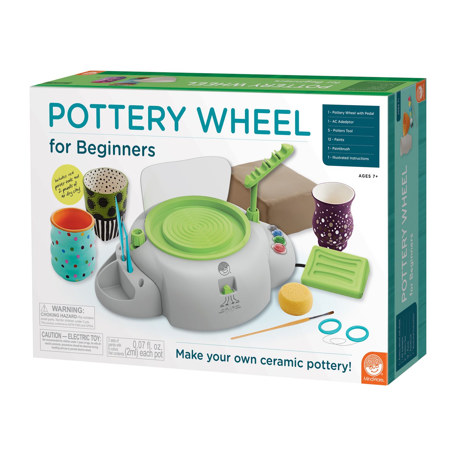 Made By Me Motorized Power Pottery Wheel - at Home Pottery Making Clay  Sculpting Activity for Kids Ages 6 and Up Motorized Pottery Wheel