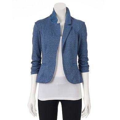 Juniors' Candie's® Ruched Sleeve Knit Blazer