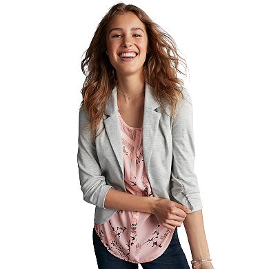 Juniors' Candie's® Ruched Sleeve Knit Blazer