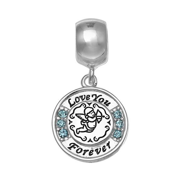 Individuality Beads Sterling Silver Crystal "Love You Forever" Angel Charm