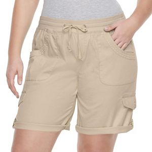 Juniors' Plus Size Unionbay Tiffany Roll-Tab Bermuda Shorts