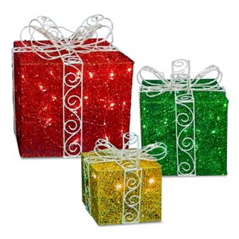 National Tree Company Pre-Lit Twinkle Lights Gift Christmas Decor 3 pc Set