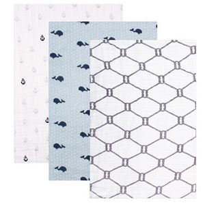 Hudson Baby 3-pk. Blue Muslin Swaddle Blankets