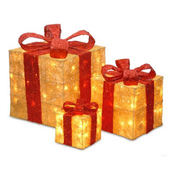 National Tree Company Sisal Christmas Gift Boxes Table Decor