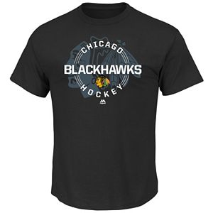 Men's Majestic Chicago Blackhawks Clearing the Puck Tee