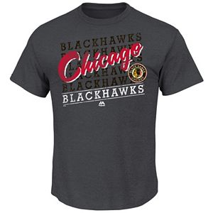Men's Majestic Chicago Blackhawks 2 on 1 Vintage Logo Tee