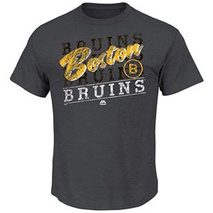 Men's Majestic Boston Bruins 2 on 1 Vintage Logo Tee