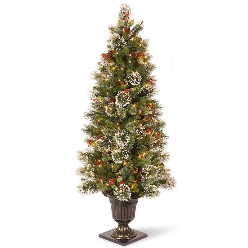 National Tree Company 5-ft. Pre-Lit Artificial Wintry Pine Porch Tree, Gree
