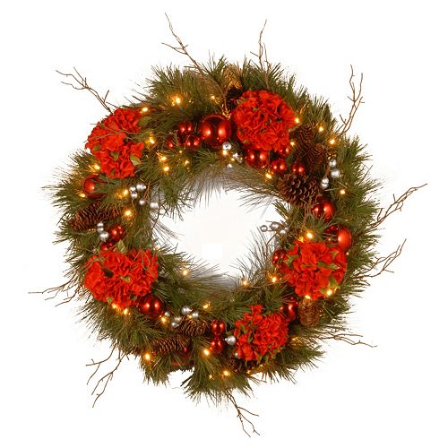 National Tree Company 24 in. Artificial Hydrangea Wreath