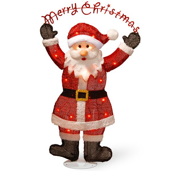 National Tree Company PreLit 36in. Tinsel Santa Christmas Decor