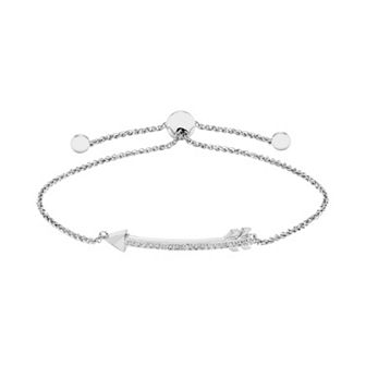 Sterling Silver 1/6 Carat T.W. Diamond Arrow Bolo Bracelet