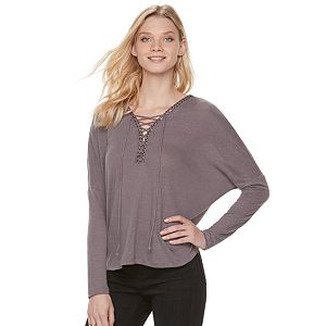 Women's Rock & Republic® Lace-Up Dolman Top