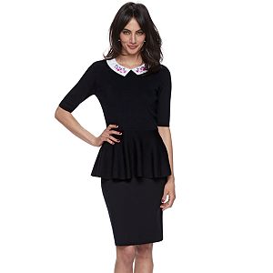 Women's ELLE™ Embroidered Peplum Sweater Top