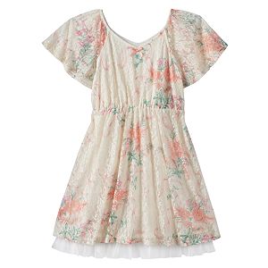 Disney D-Signed Beauty and the Beast Girls 7-16 Lace Floral Celebration Dress