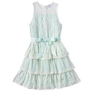 Disney D-Signed Beauty and the Beast Girls 7-16 Lace & Mesh Tiered Ruffle Dress