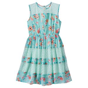 Disney D-Signed Beauty and the Beast Girls 7-16 Floral Chiffon Illusion Dress