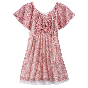 Disney D-Signed Beauty and the Beast Girls 7-16 Floral Flutter Sleeve Dress