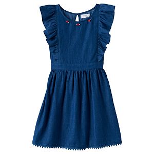 Disney D-Signed Beauty and the Beast Girls 7-16 Denim Flutter Sleeve Dress