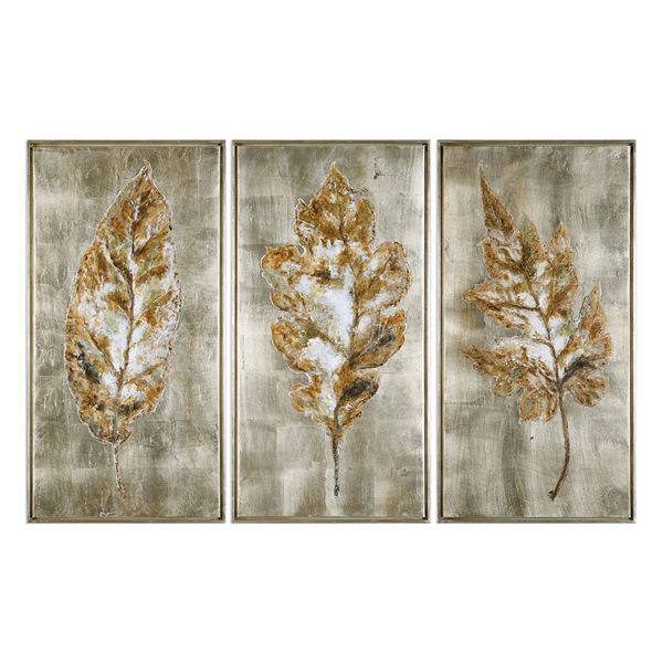 Uttermost Champagne Leaves Framed Wall Art 3piece Set