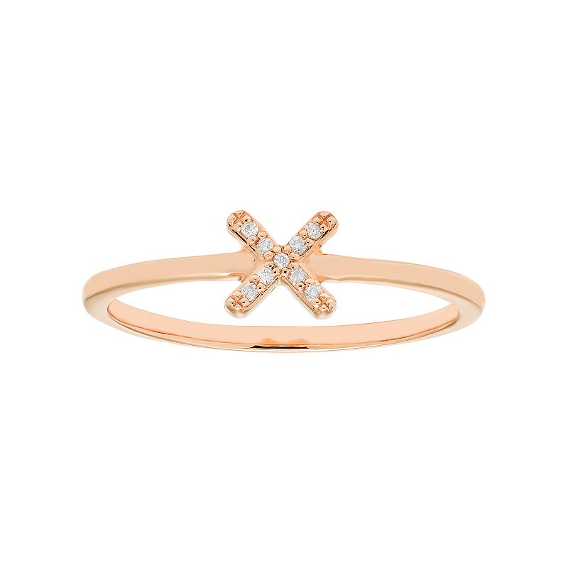 10k Gold Diamond Accent X Ring, Womens, Size: 6, Pink