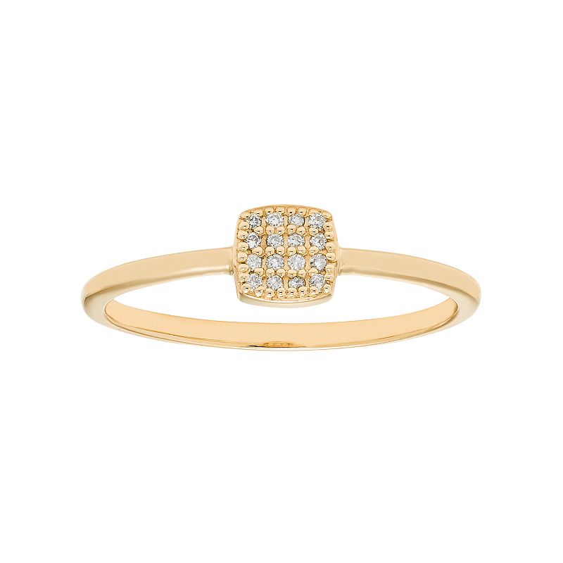 10k Gold Diamond Accent Cushion Ring, Womens, Size: 7, White