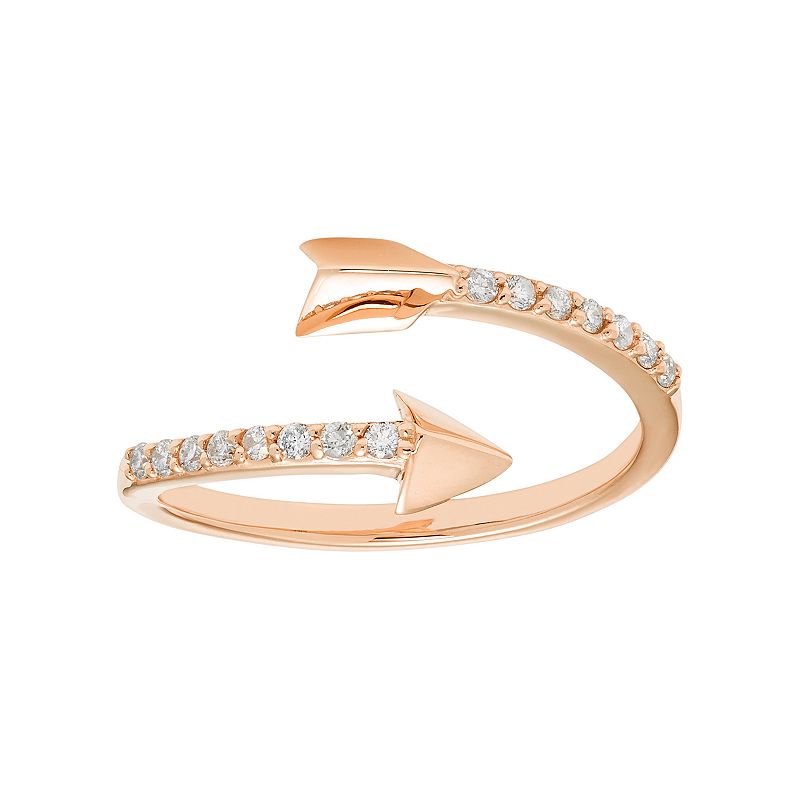 10k Gold 1/6 Carat T.W. Diamond Arrow Ring, Womens, White