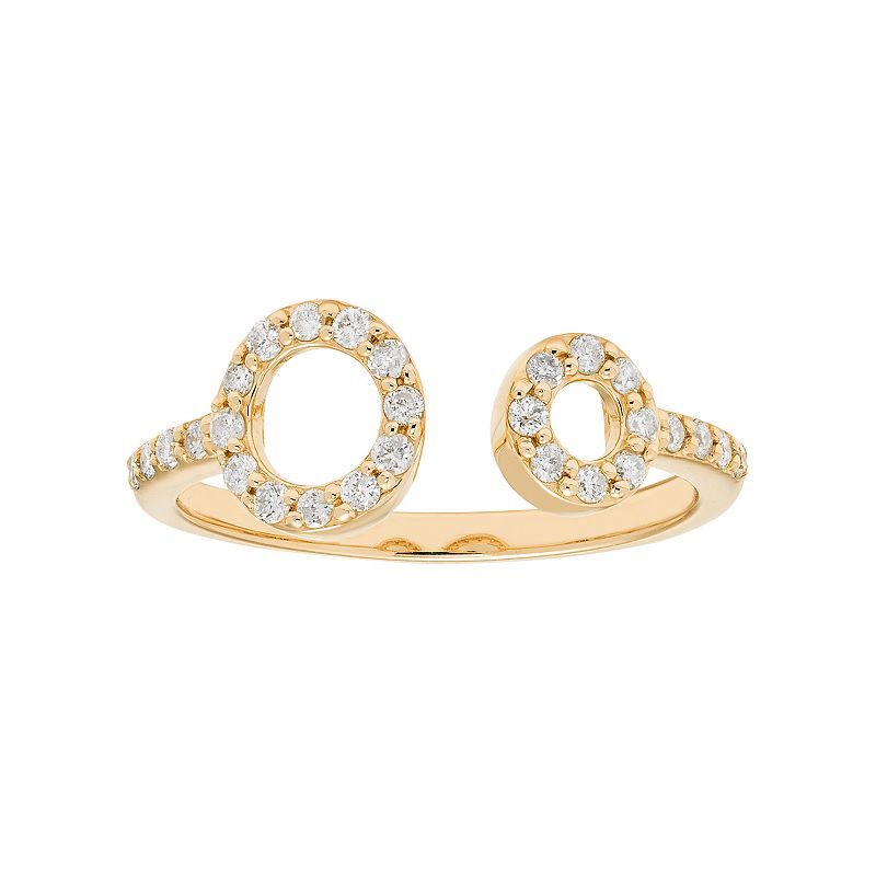 10k Gold 1/4 Carat T.W. Diamond Double Circle Ring, Womens, Size: 5, White