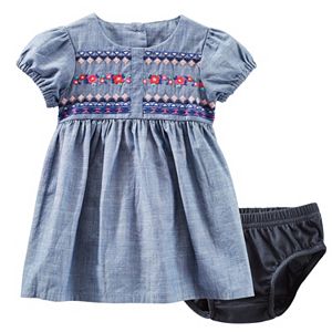 Baby Girl OshKosh B'gosh® Embroidered Chambray Dress