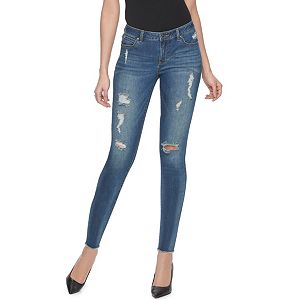 Petite Jennifer Lopez Destructed Skinny Ankle Jeans