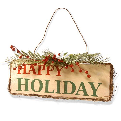 National Tree Company Happy Holiday Door Sign Wall Decor