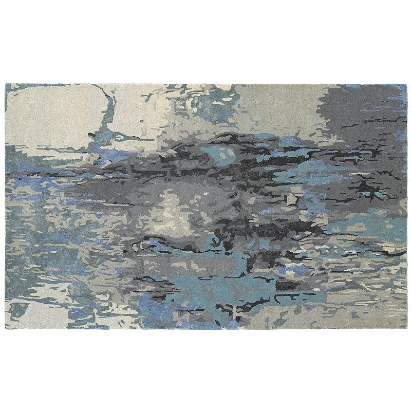 StyleHaven Giovanni Glacial Abstract Wool Blend Rug, Grey, 2.5X8 Ft